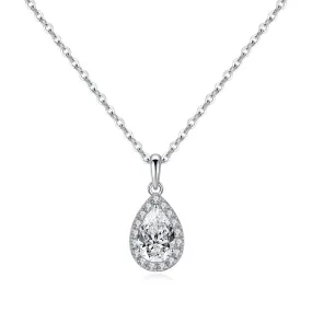 1 CT. Halo Pear Pendant Diamond Necklace