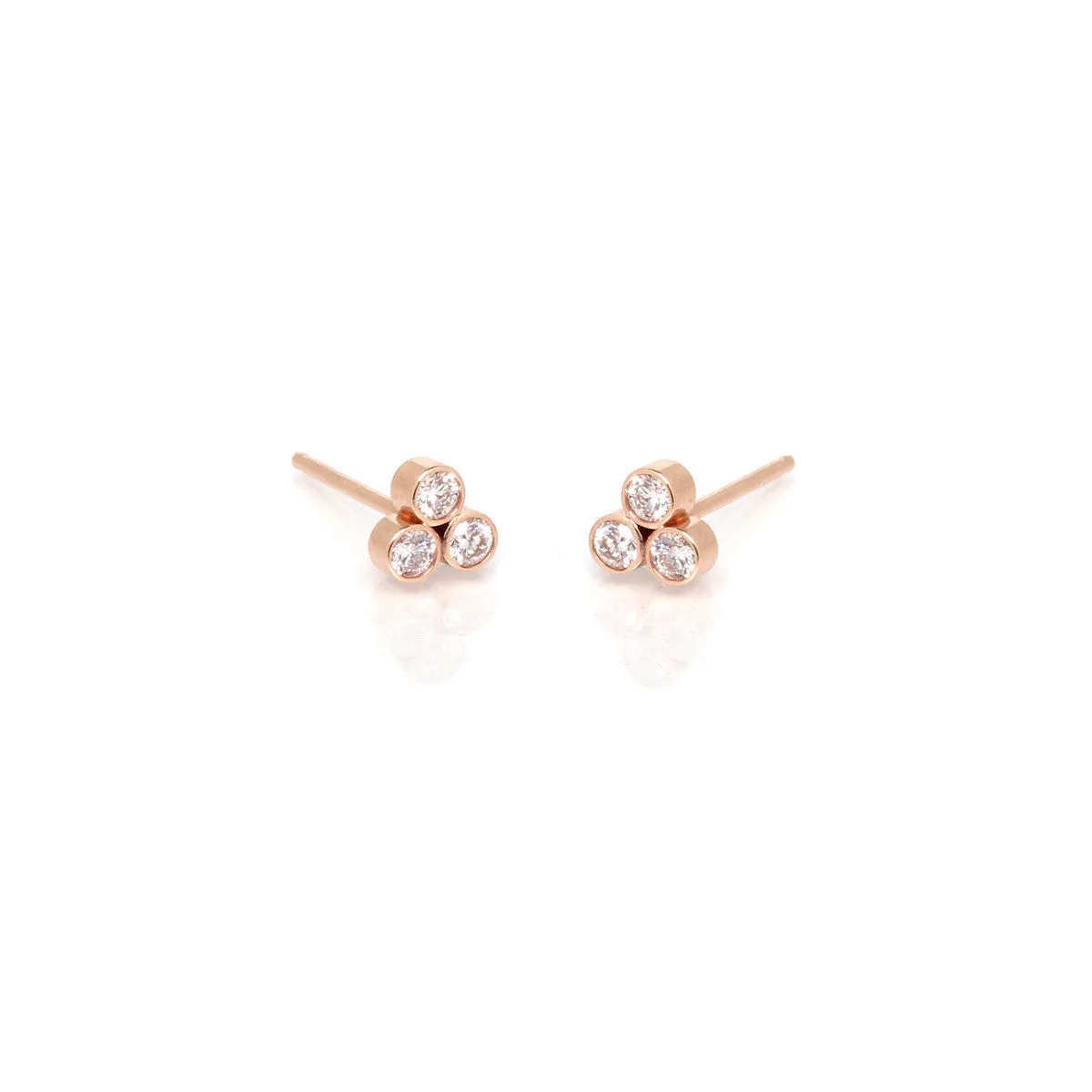 14k Diamond Bezel Trio Studs