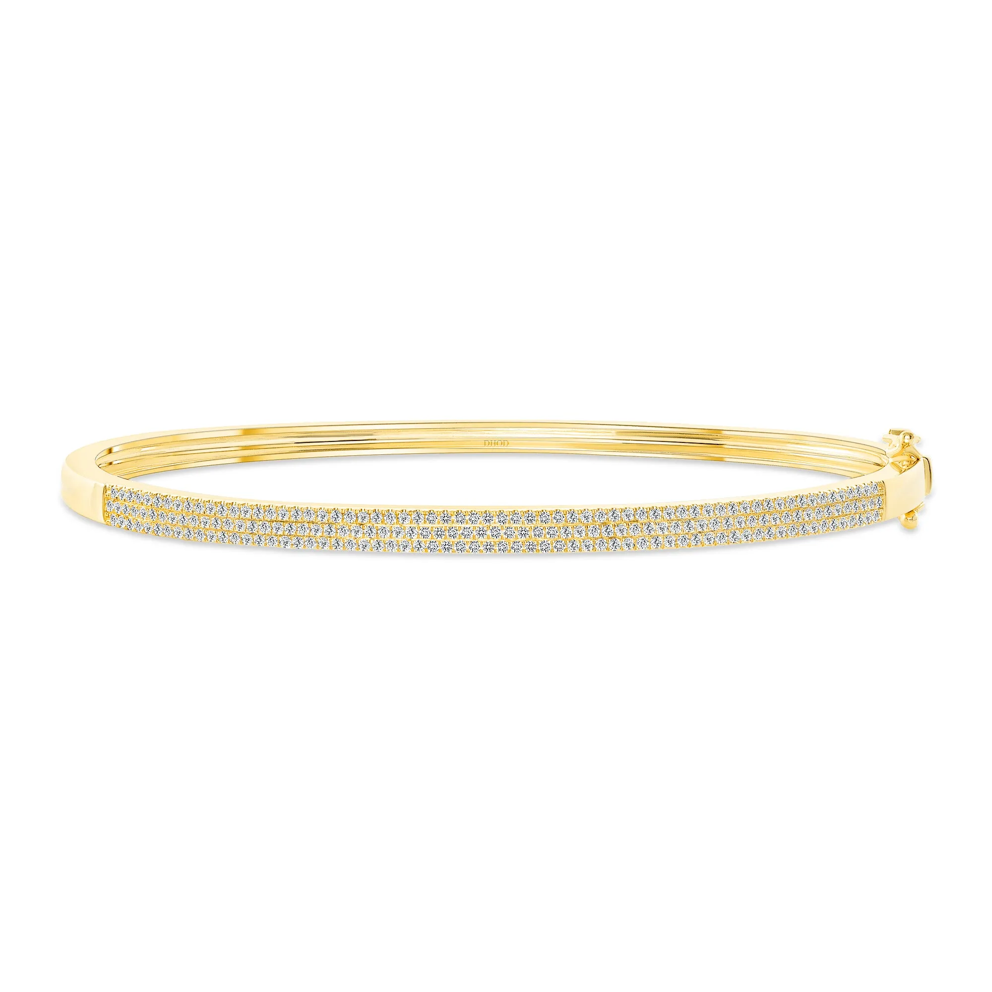 14K Gold 3 Row Diamond Bangle