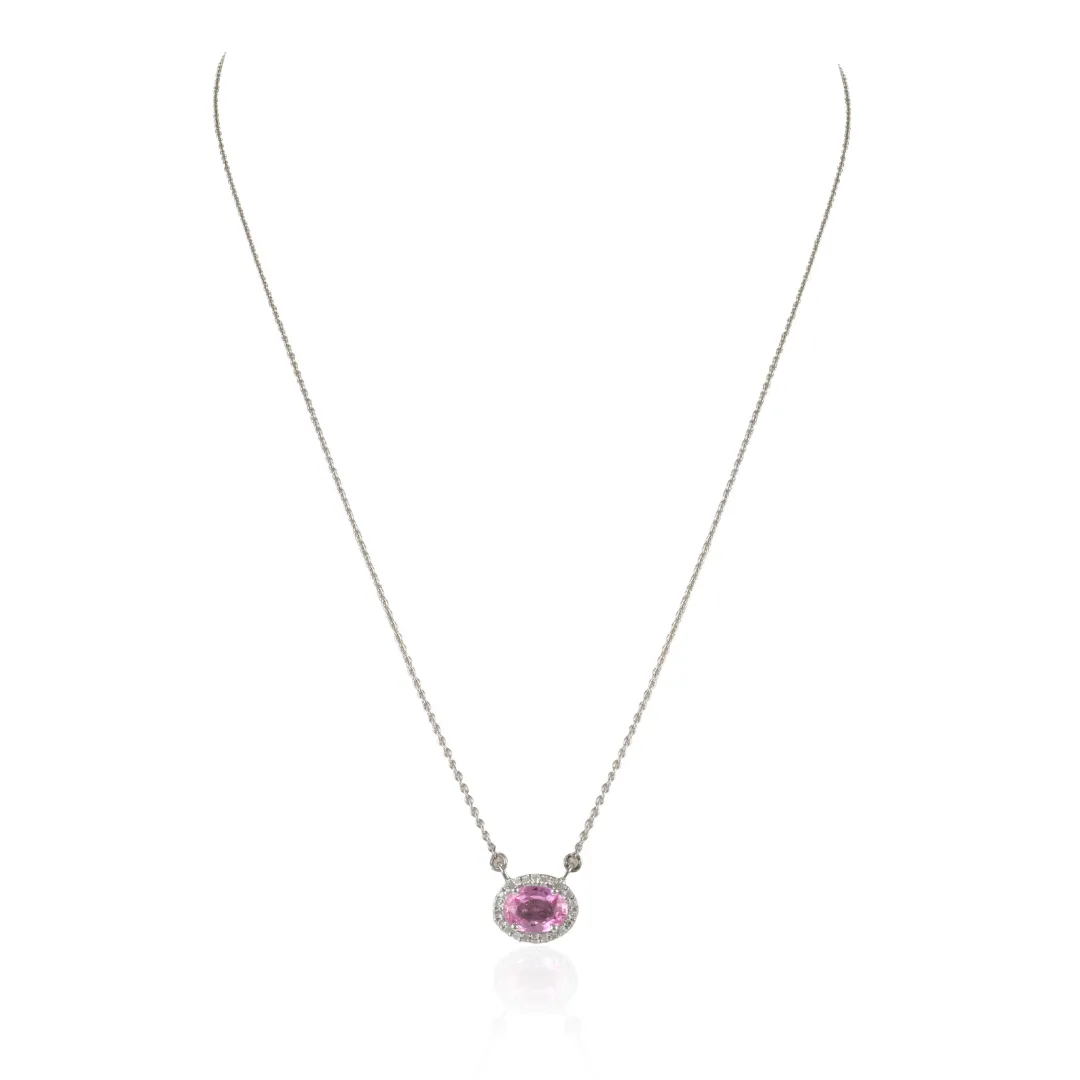 14K Pink Sapphire Pendant Necklace