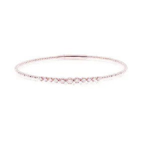 14K ROSE GOLD BEADED FLEXIBLE DIAMOND BANGLE BRACELET