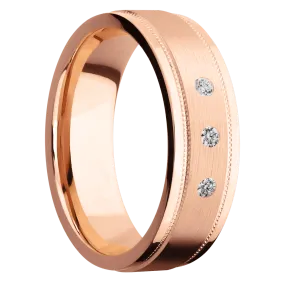 14K Rose Gold with Satin , Polish Finish