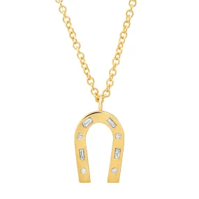 14K Yellow Gold Mixed Diamond Horseshoe Necklace