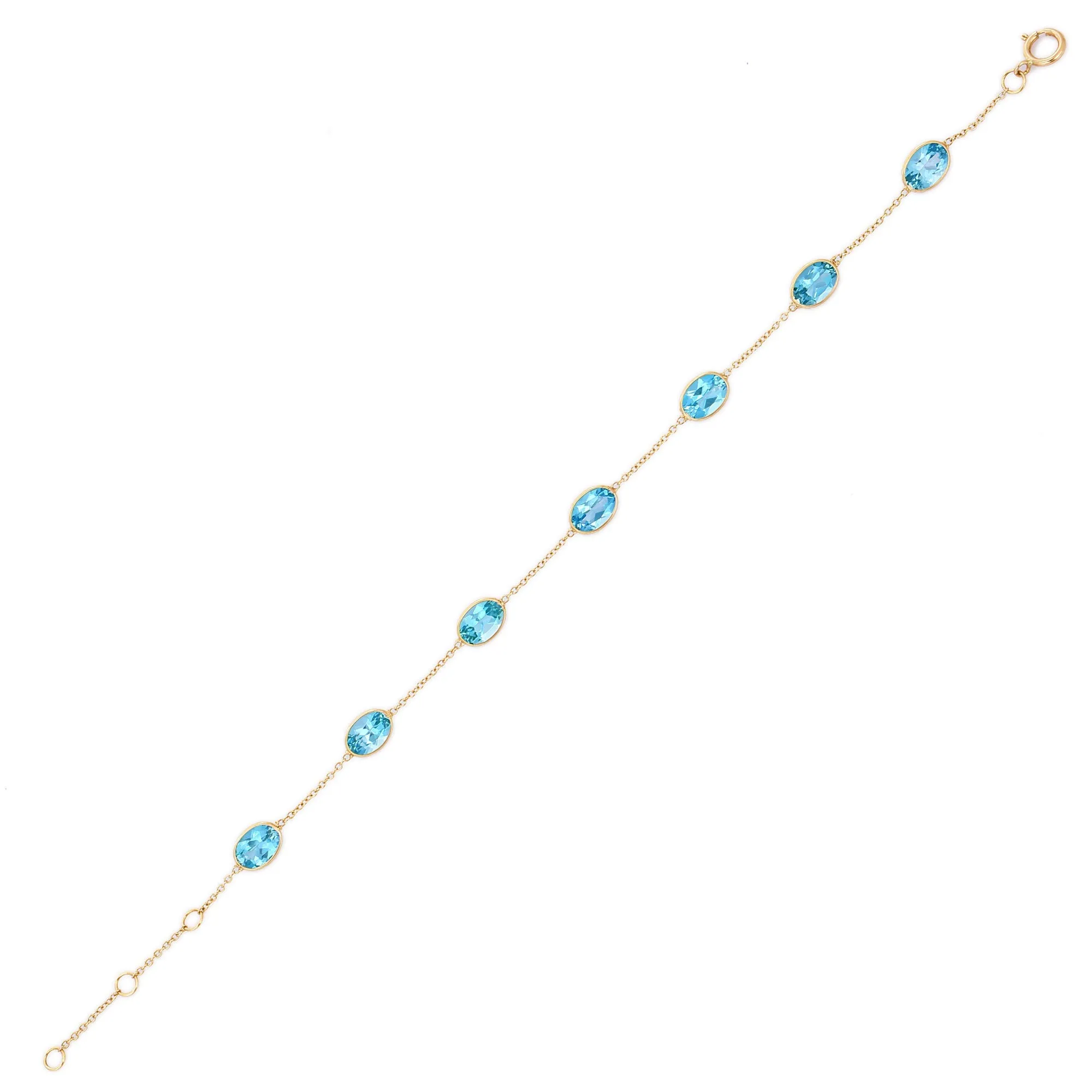 18K Yellow Gold Bracelet with Blue Topaz Gemstone