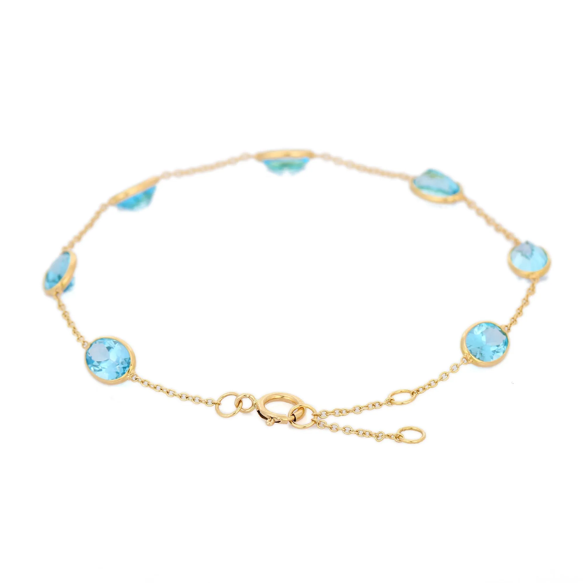 18K Yellow Gold Bracelet with Blue Topaz Gemstone