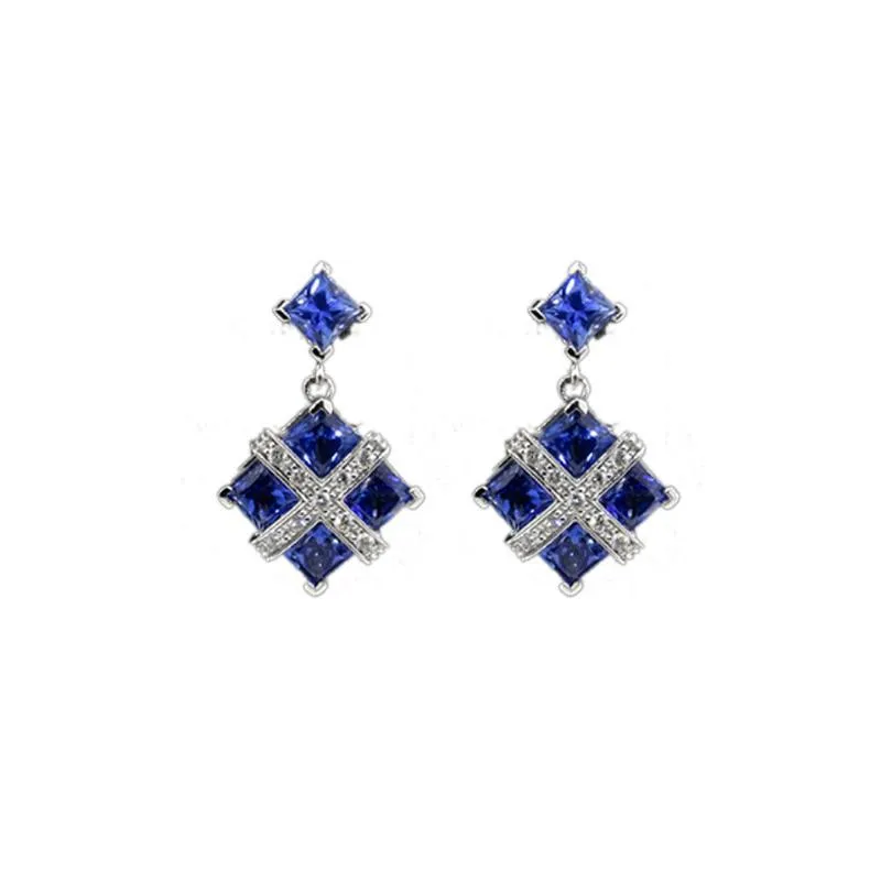 18KT W/G Sapphire & Diamond Earrings