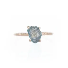 2.12ct Rough Montana Sapphire ring in Dainty 14k Rose Gold Evergreen Setting