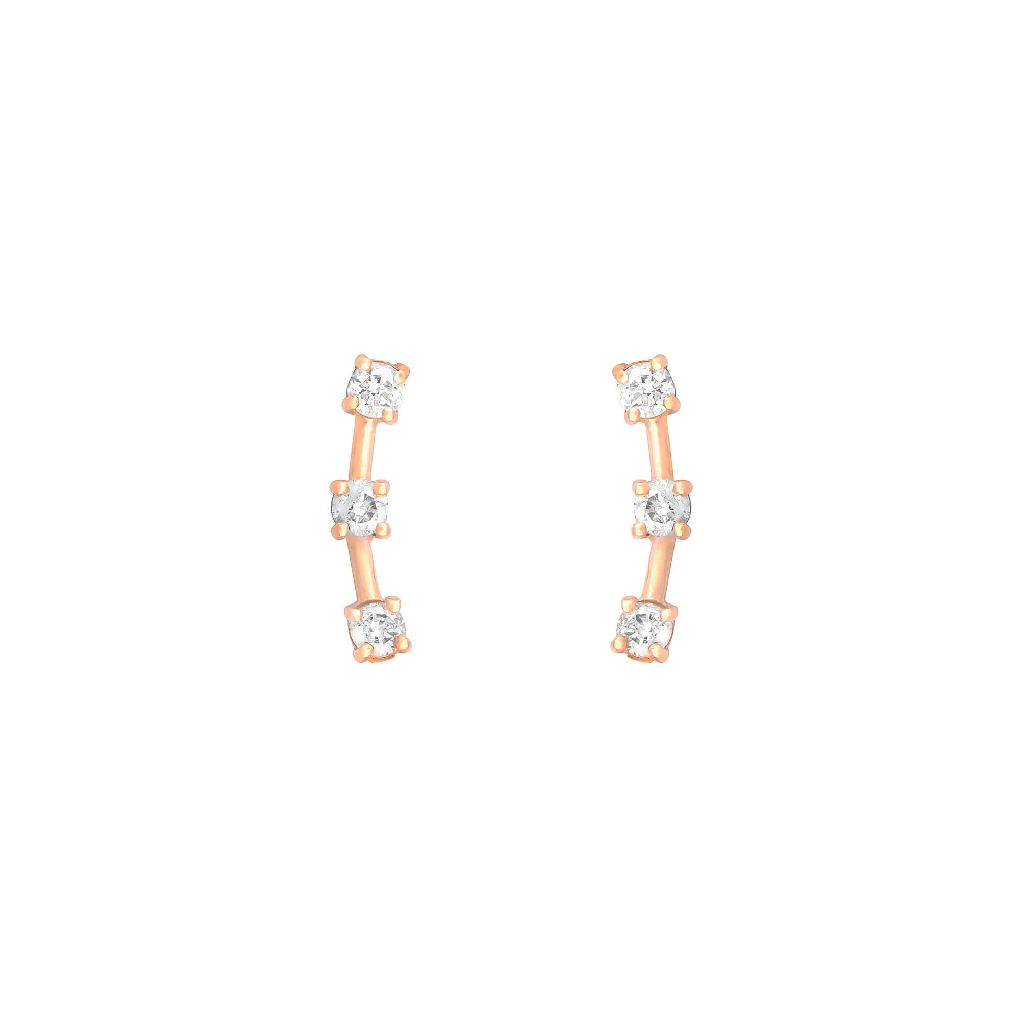 3 Stone Climber 18K Rosegold Stud w. Diamond