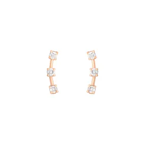 3 Stone Climber 18K Rosegold Stud w. Diamond