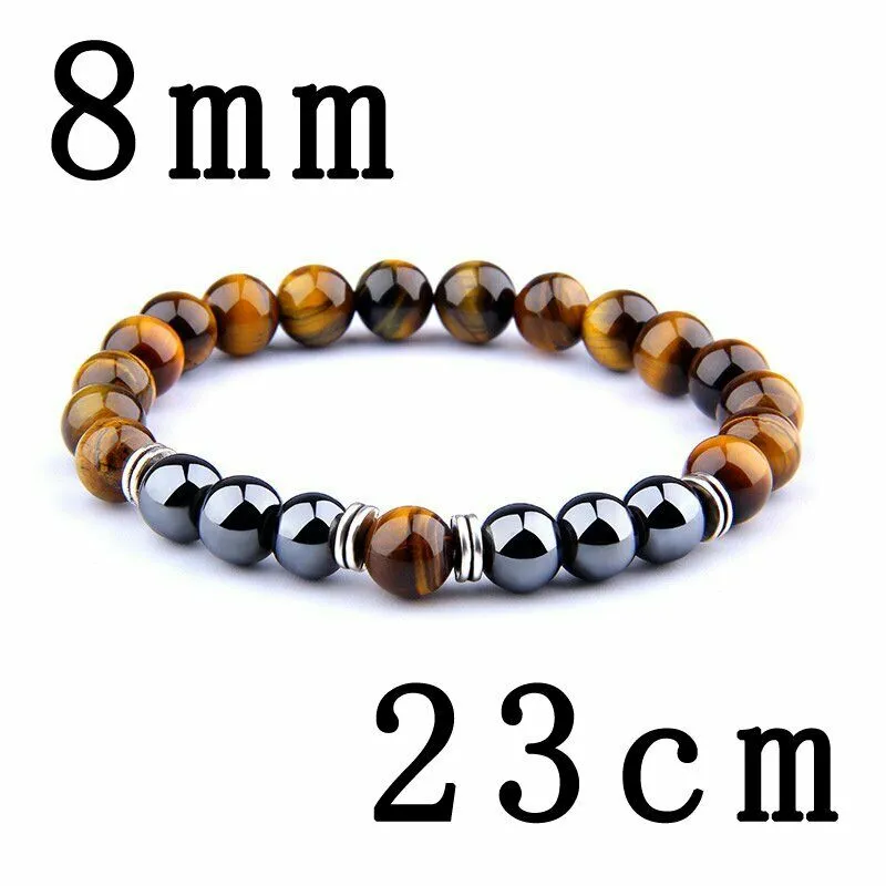 8mm Tiger-Eye Hematite Bead Bracelet 9