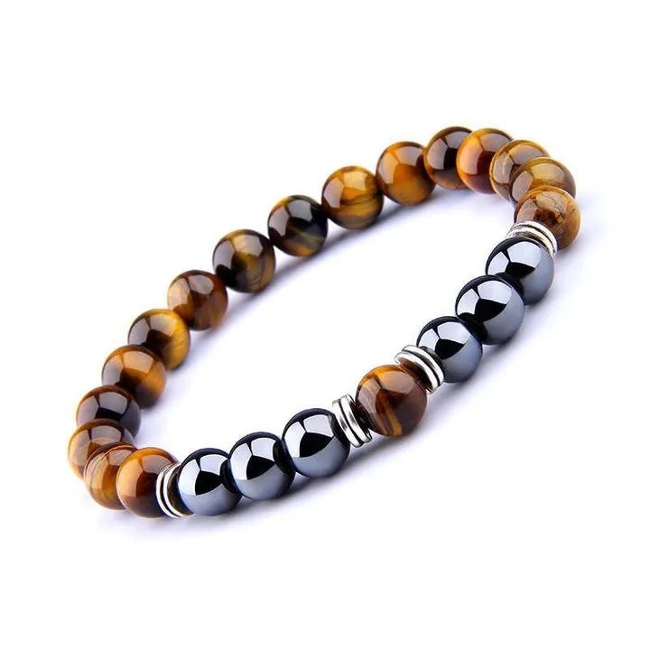 8mm Tiger-Eye Hematite Bead Bracelet 9