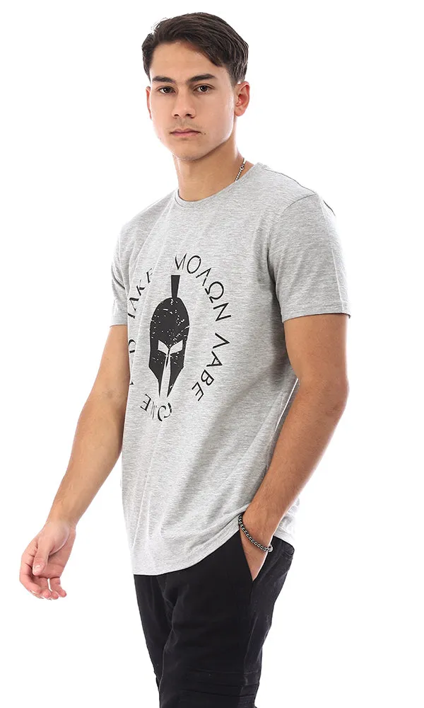 95152 Gladiator Helmet Front Printed Slip On T-Shirt - Heather Grey