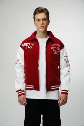 Airdrop Racer Varsity Jacket - Scarlet Red