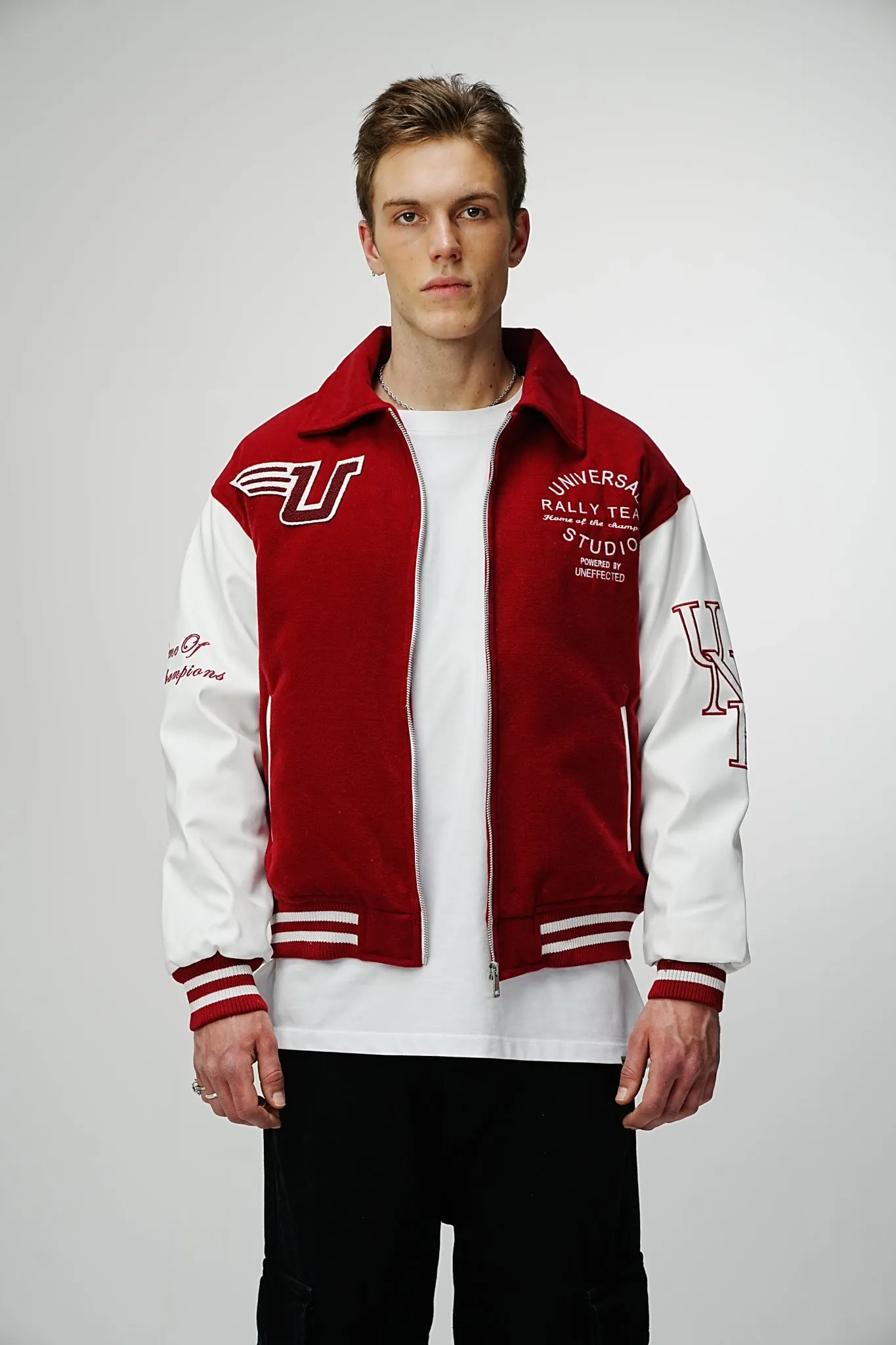 Airdrop Racer Varsity Jacket - Scarlet Red