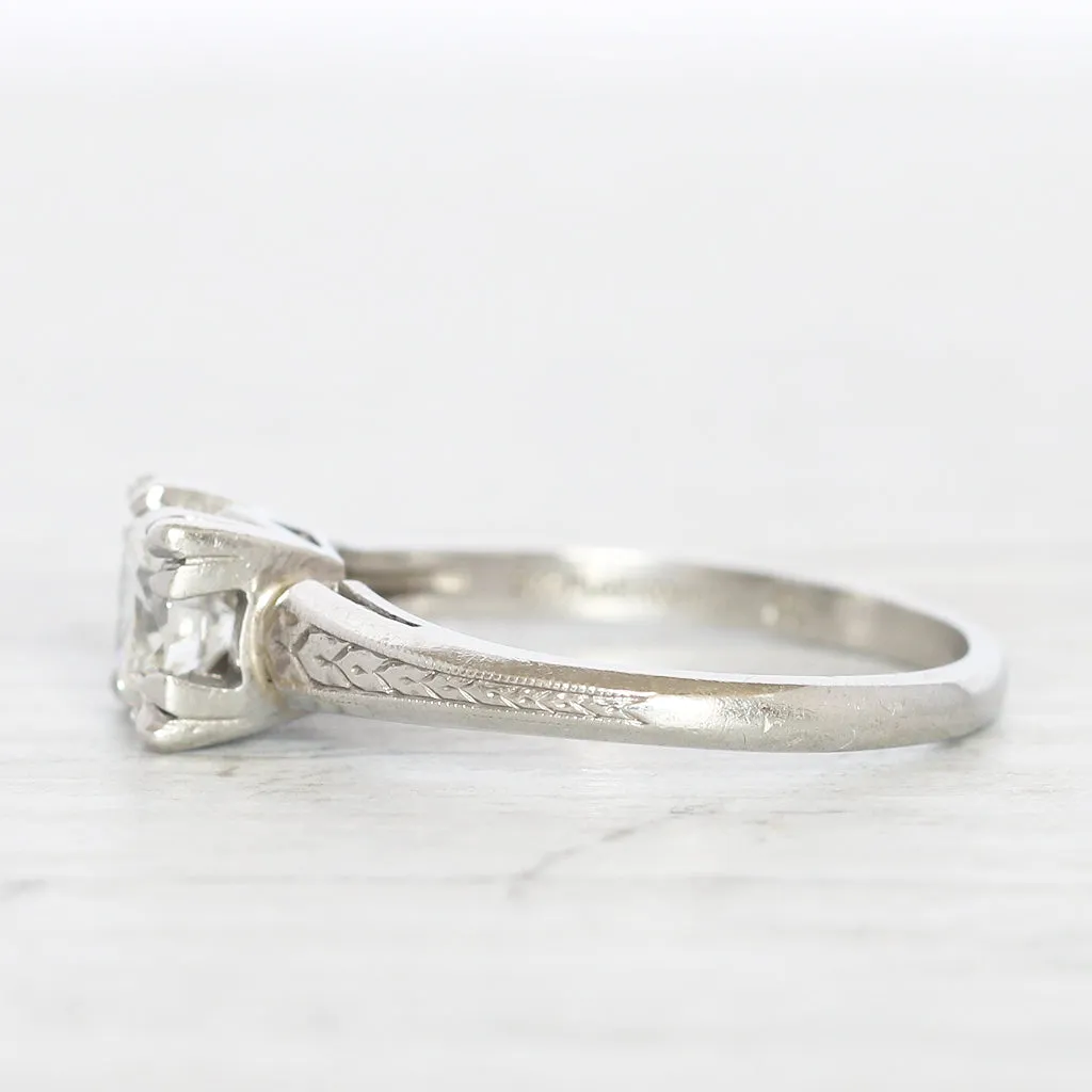 Art Deco Engraved 0.80 Carat Diamond Solitaire