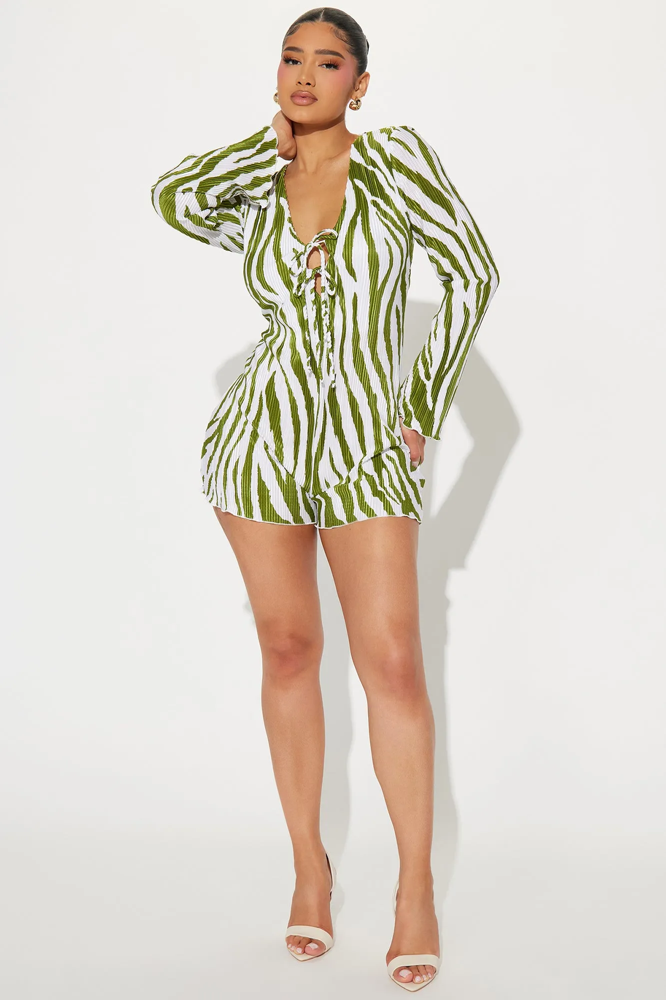 Been Wildin' Plisse Romper - Green