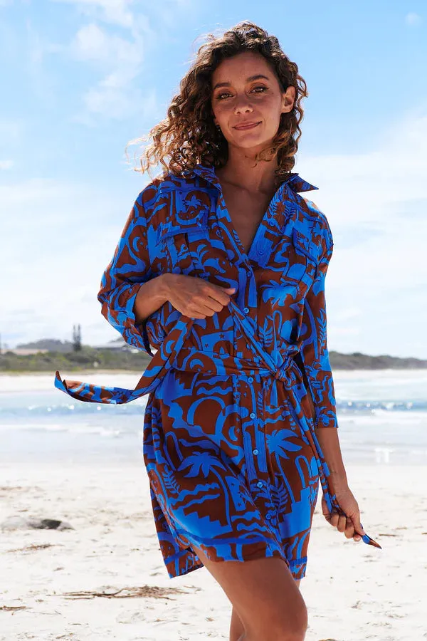 Beverly Shirt Dress Desert to Sea Print