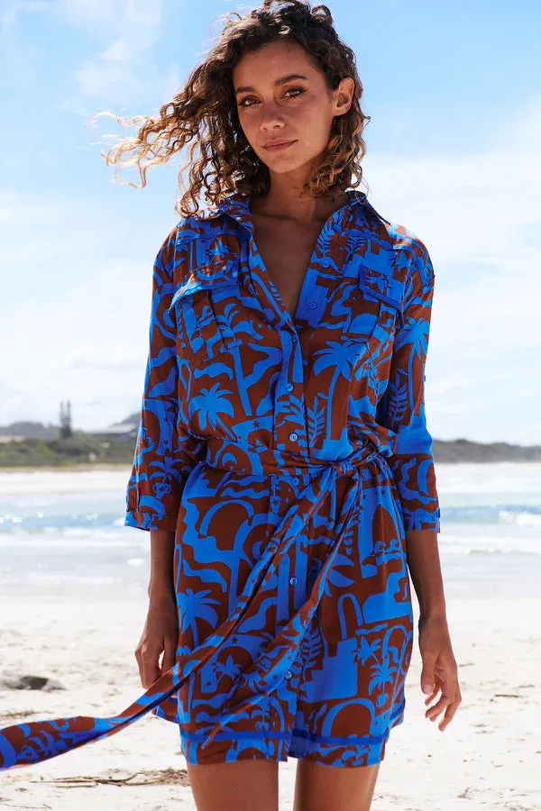 Beverly Shirt Dress Desert to Sea Print