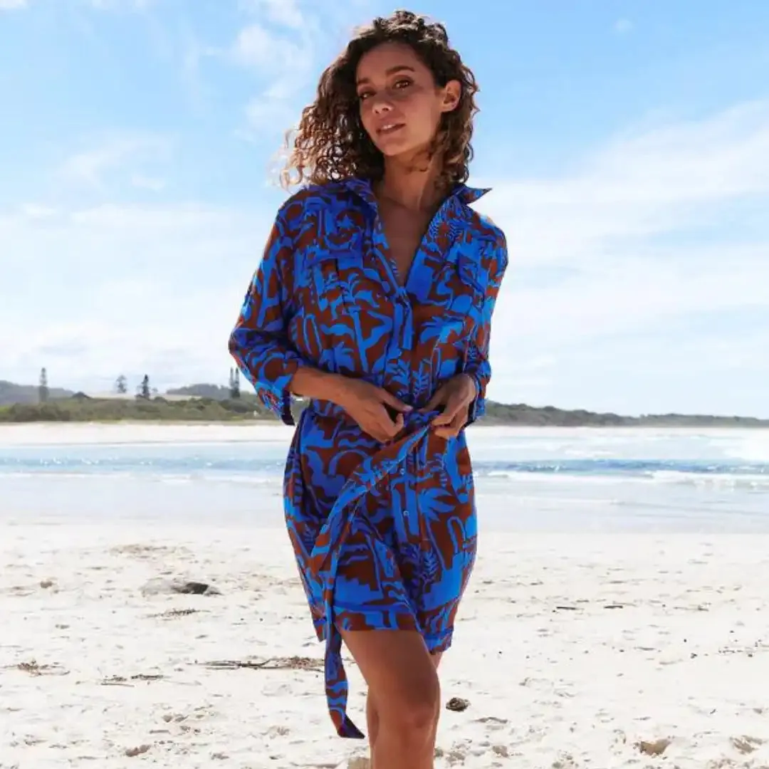 Beverly Shirt Dress Desert to Sea Print