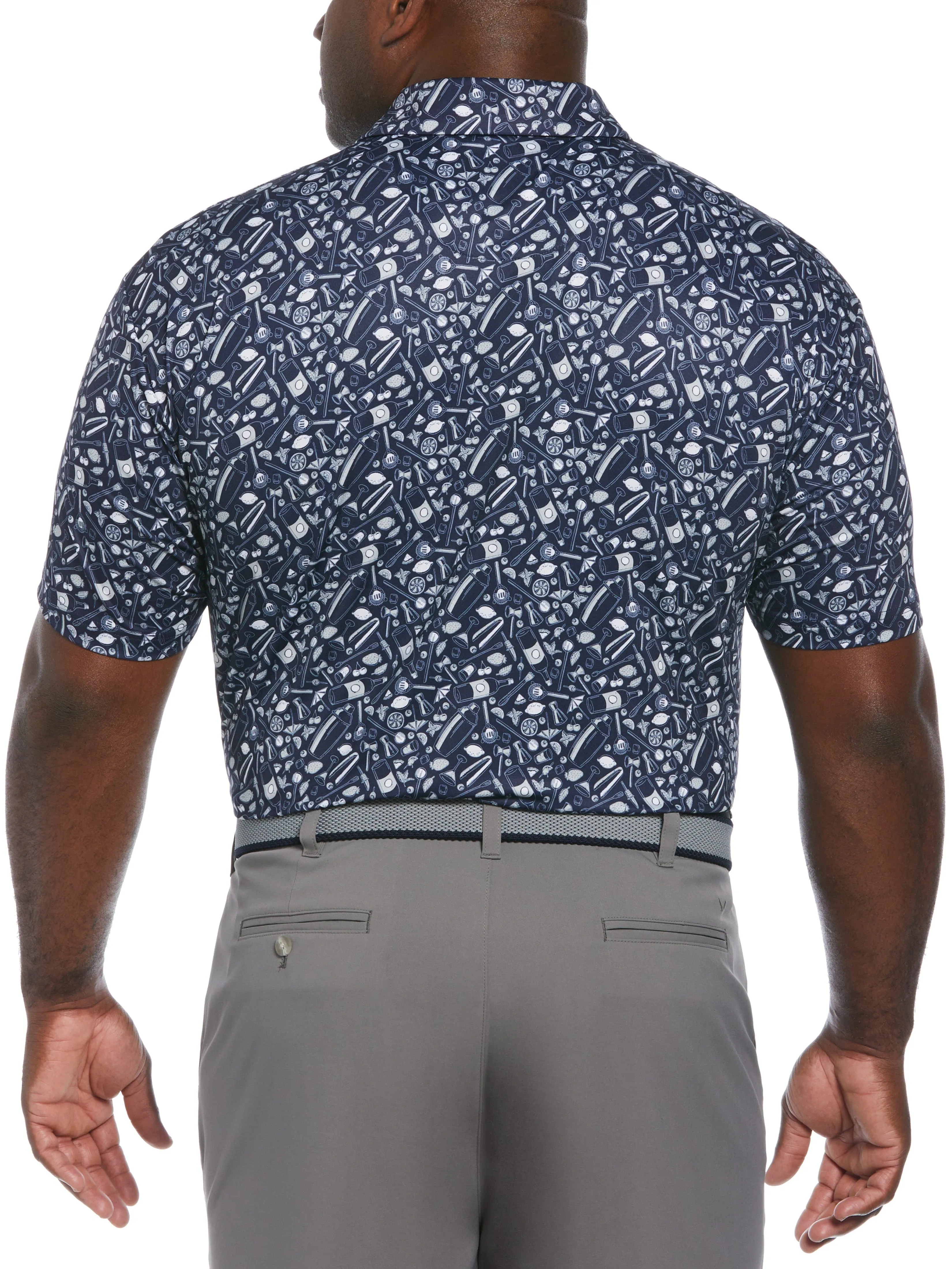 Big & Tall Tropical Cocktail Print Short Sleeve Golf Polo