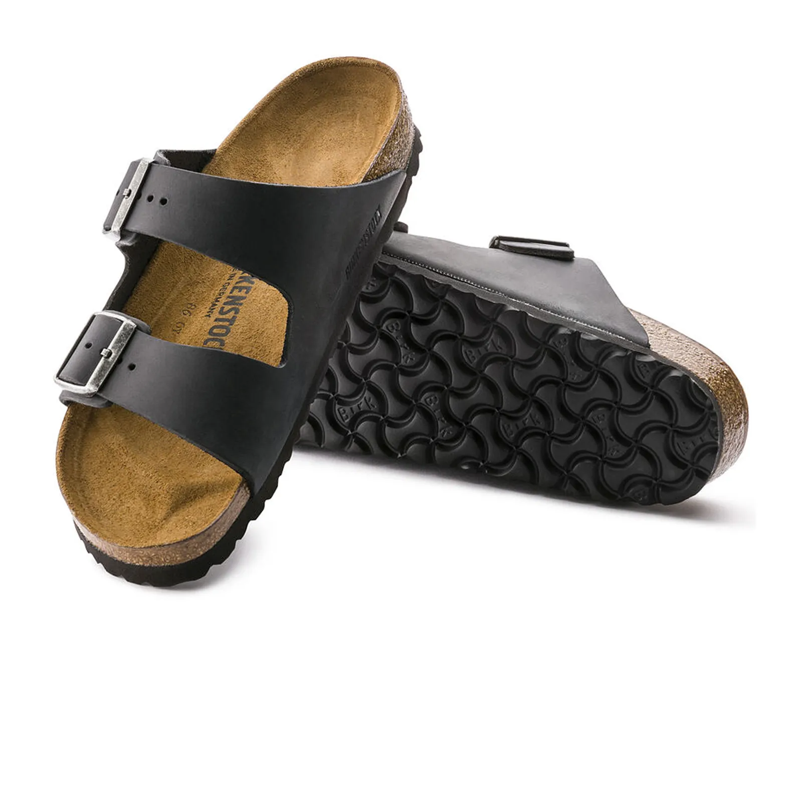 Birkenstock Arizona Narrow Slide Sandal (Unisex) - Black Oiled Leather