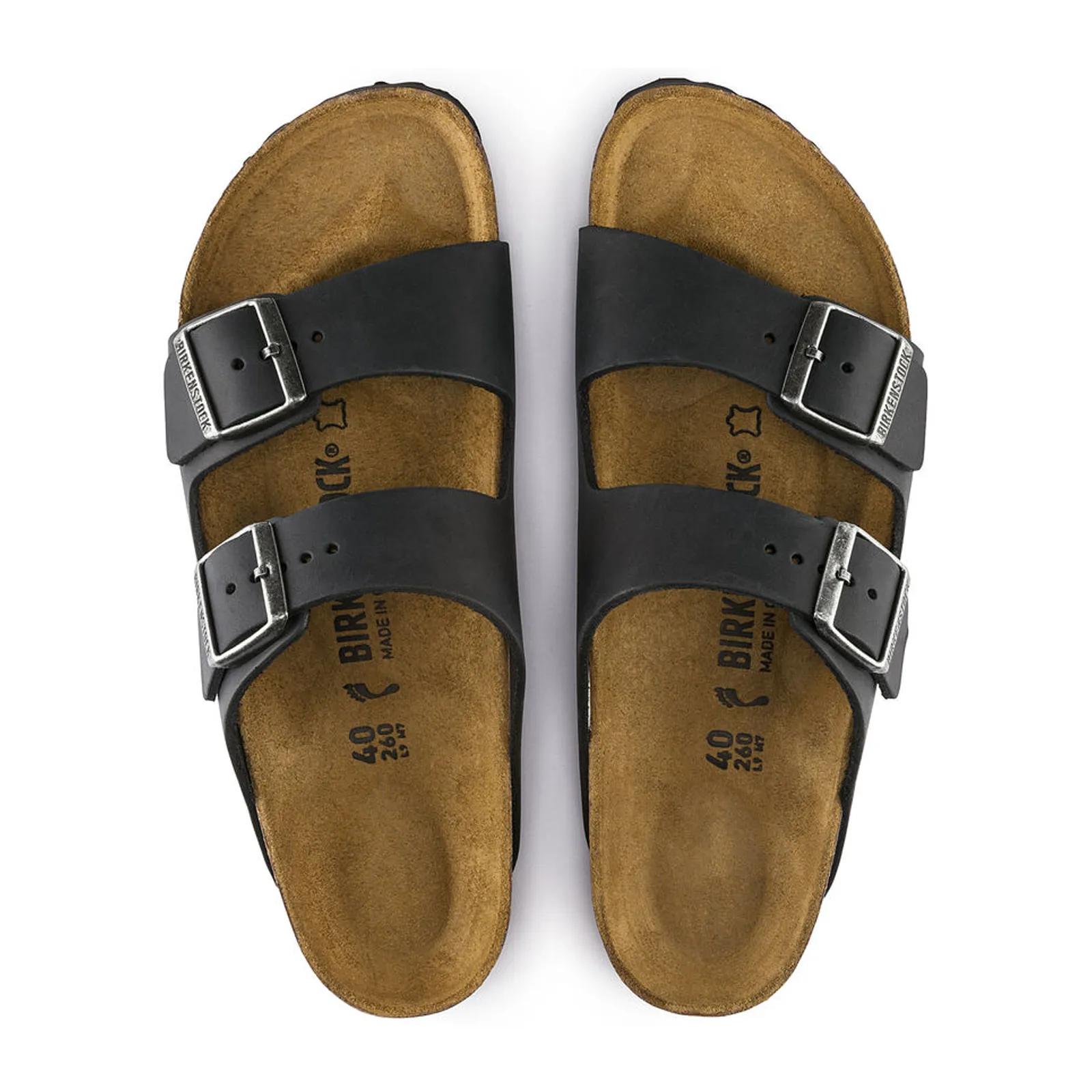 Birkenstock Arizona Narrow Slide Sandal (Unisex) - Black Oiled Leather