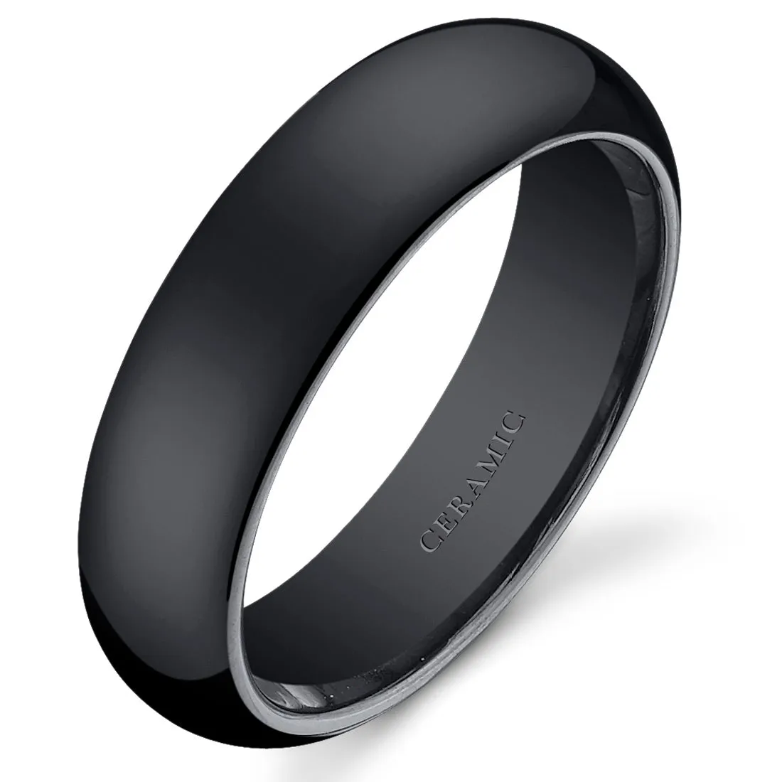 Black Ceramic unisex Band 6mm Size 10.5