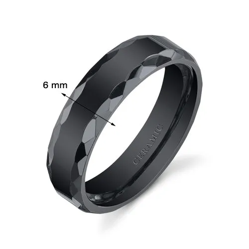 Black Ceramic unisex Band 6mm Size 12.5