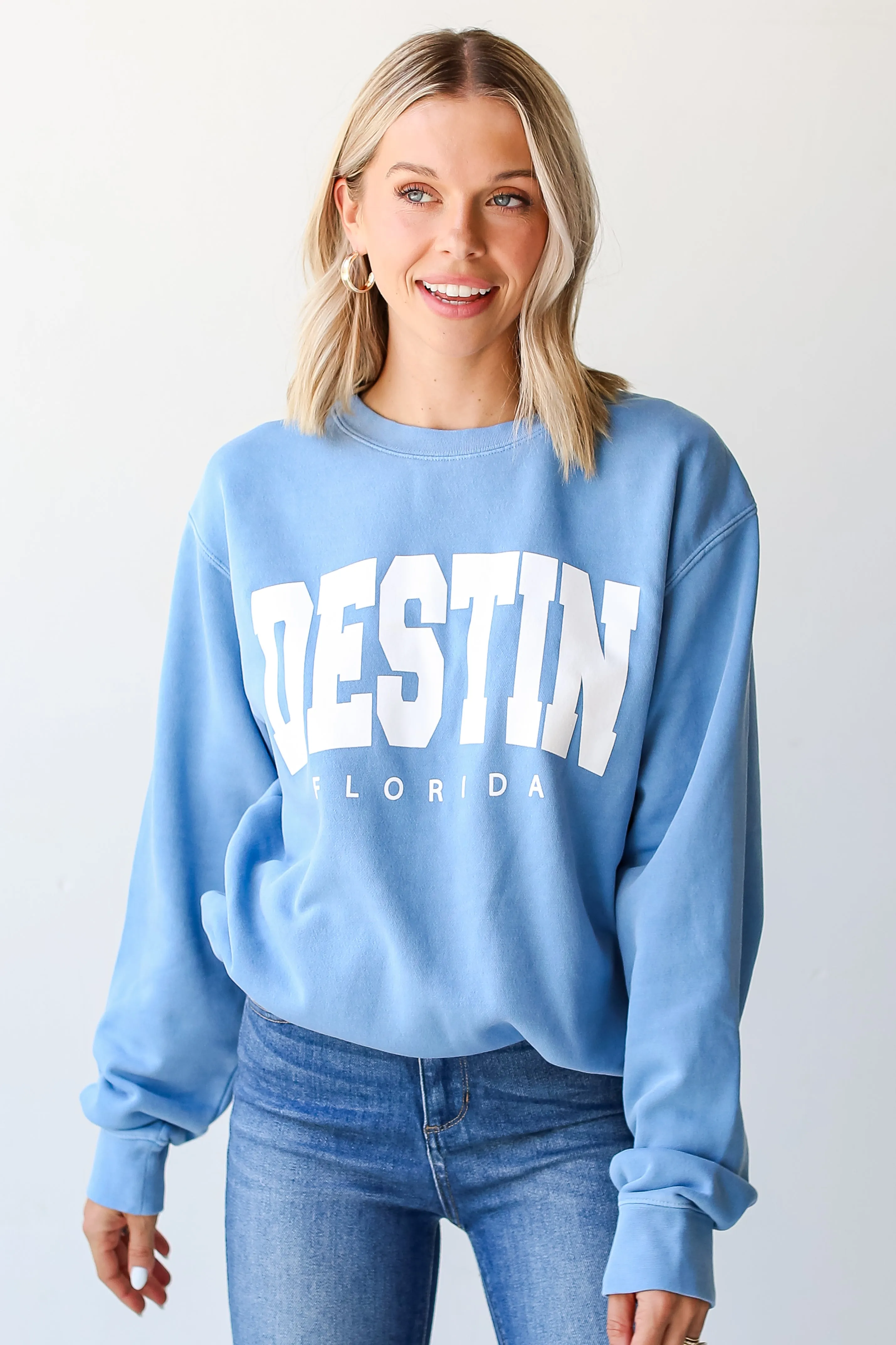 Blue Destin Florida Block Letter Sweatshirt