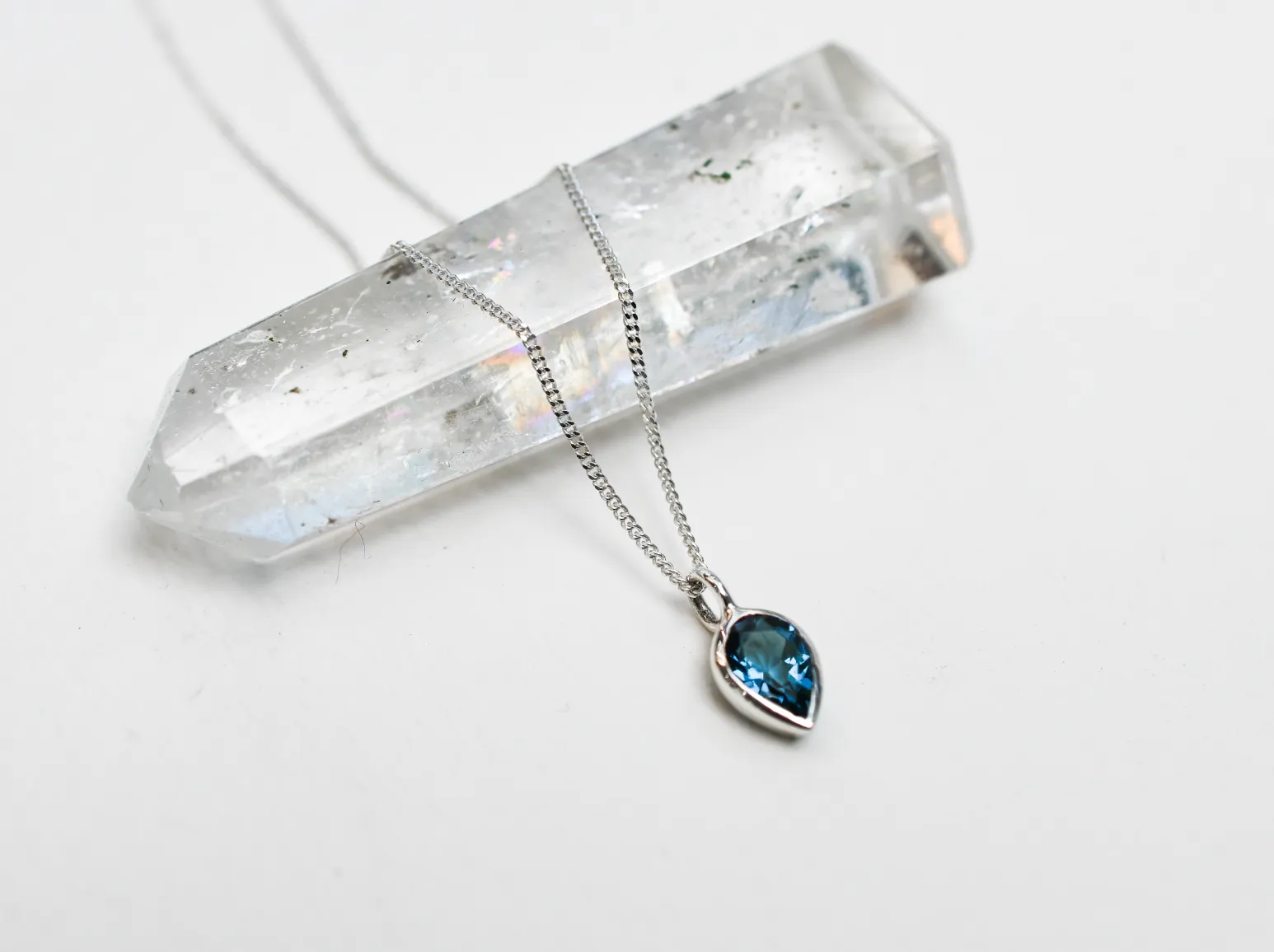 Blue London Topaz Drop Pendant