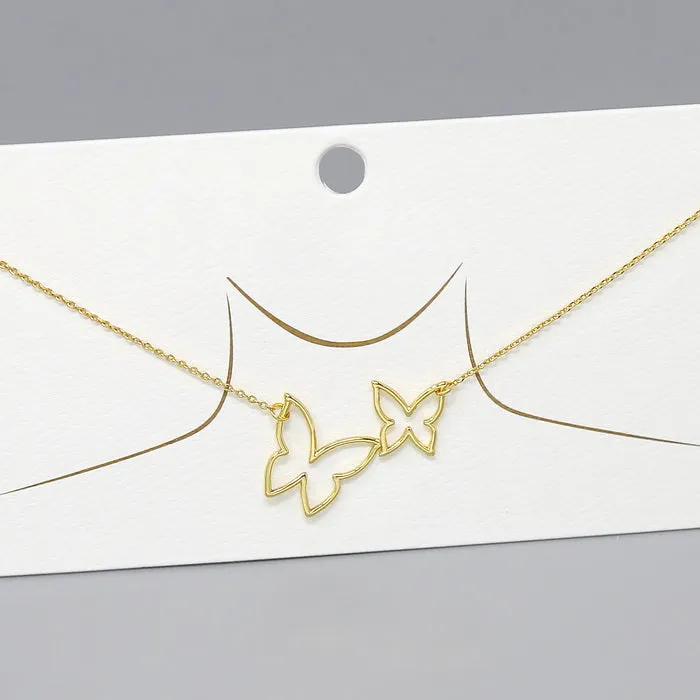 Butterfly Duo Pendant Gold Dipped Necklace