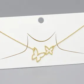 Butterfly Duo Pendant Gold Dipped Necklace