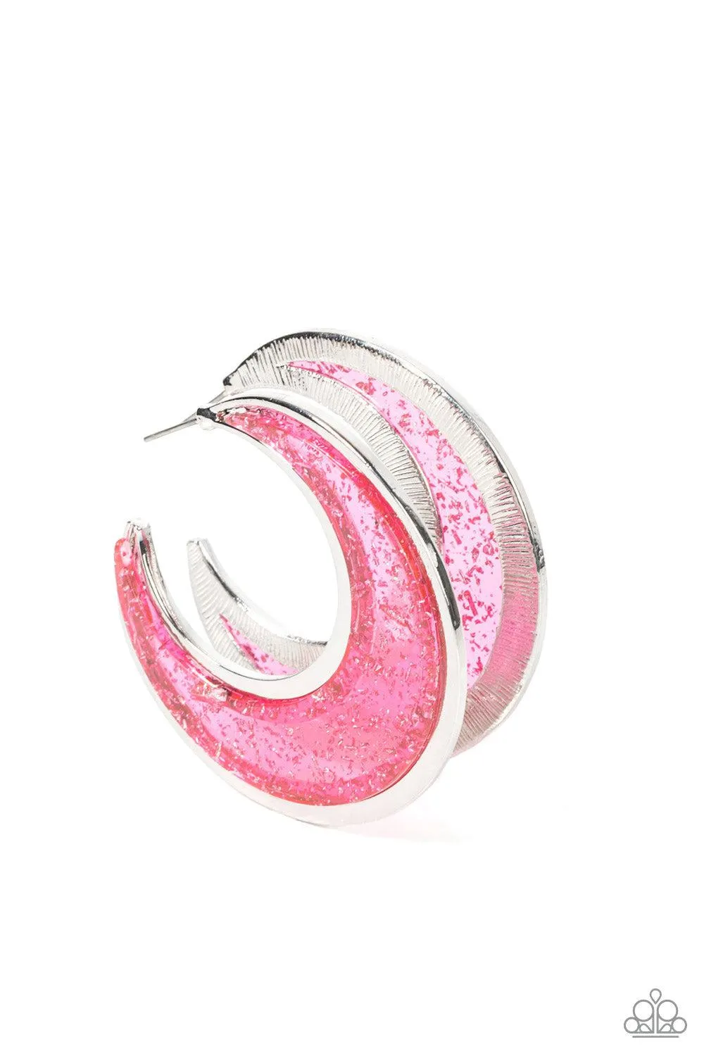 Charismatically Curvy Pink Acrylic Hoop Earrings - Paparazzi Accessories