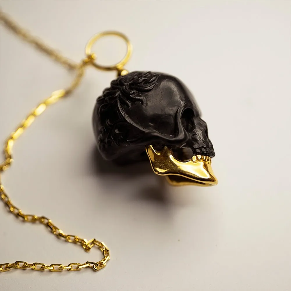 Chrysanthemum Skull pendant - black