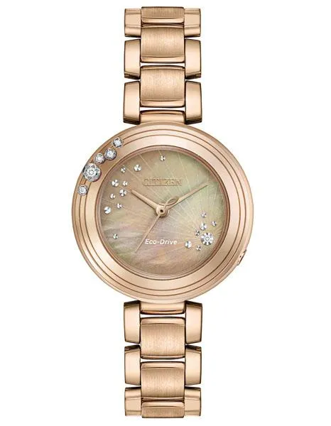 Citizen L Carina Womens Diamond Watch - MOP Dial - Rose Gold-Tone - 50m