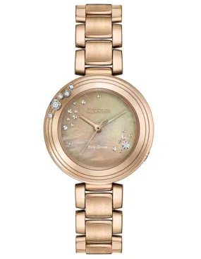 Citizen L Carina Womens Diamond Watch - MOP Dial - Rose Gold-Tone - 50m