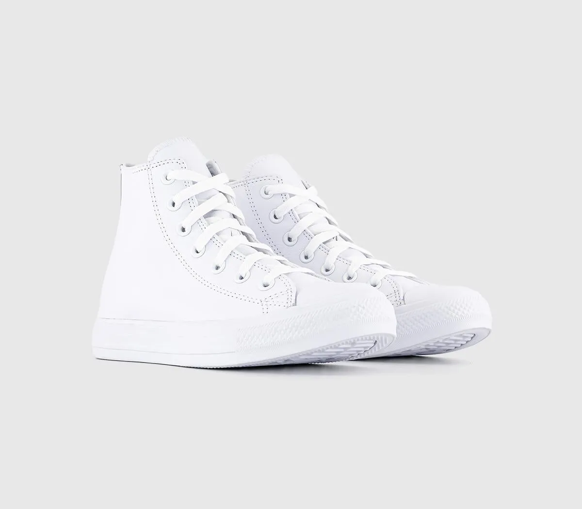 Converse All Star Hi Leather White Mono Leather Trainers