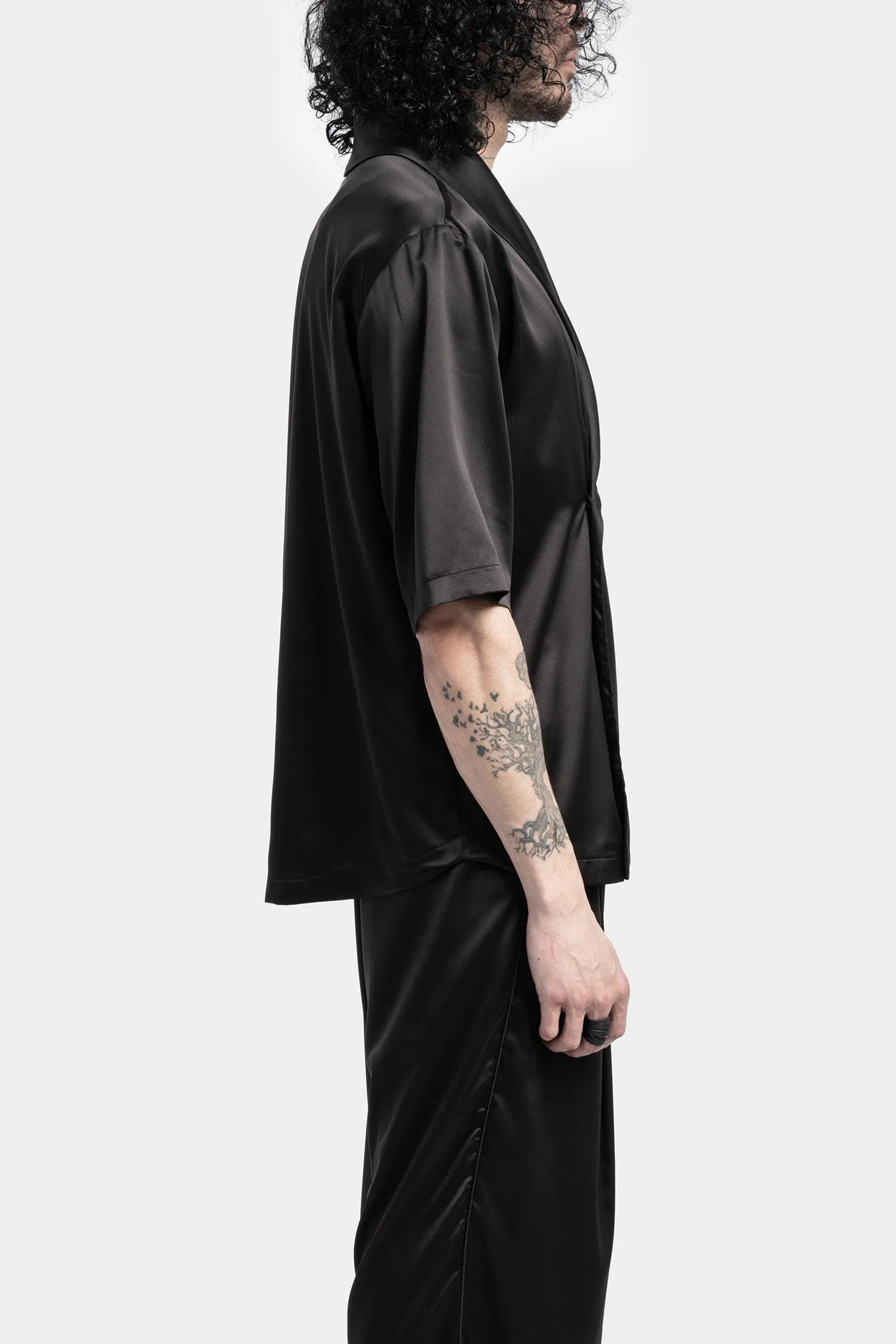 Cross over short sleeve kimono shirt