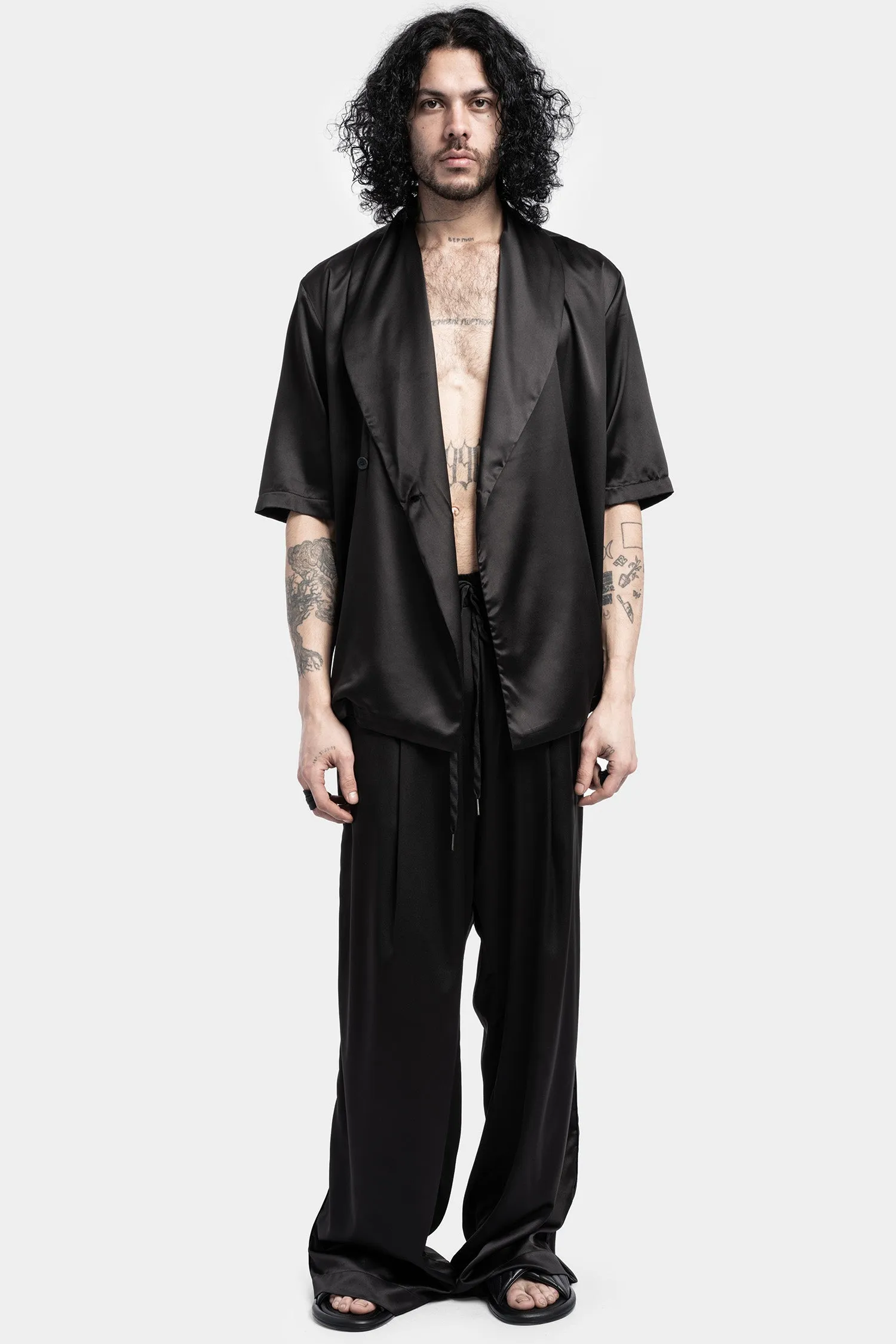 Cross over short sleeve kimono shirt