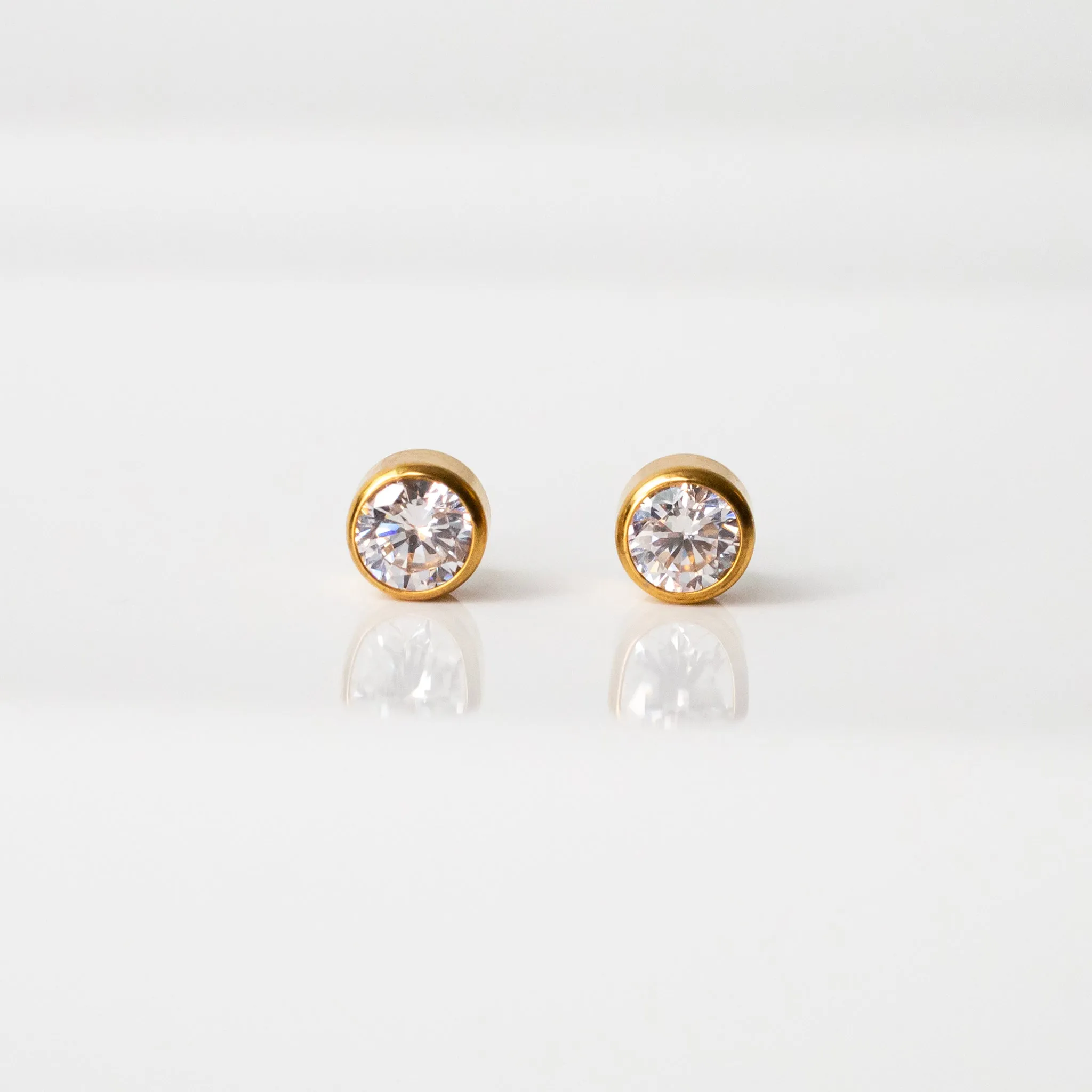 Crystal Round Bezel-Set Flat Back Sleeper Earrings