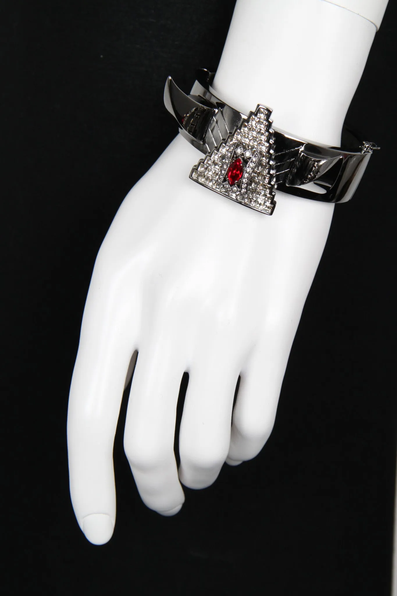 Deco Fang and Prism Bangle, Hematite