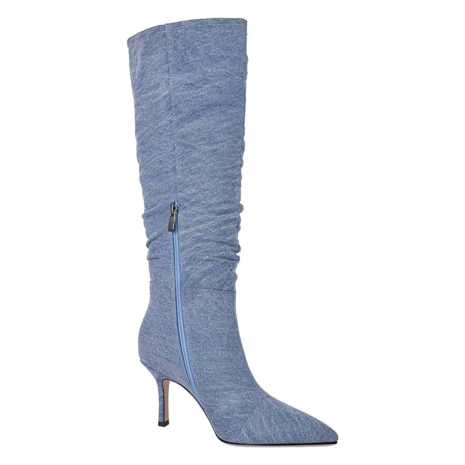 Denim Pointed Toe Stiletto Thigh Boots