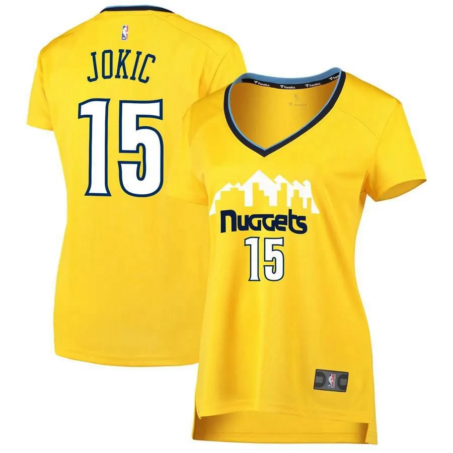 Denver Nuggets Nikola Jokic Fanatics Branded Replica Fast Break Statement Jersey Womens - Gold | Ireland O7108J9