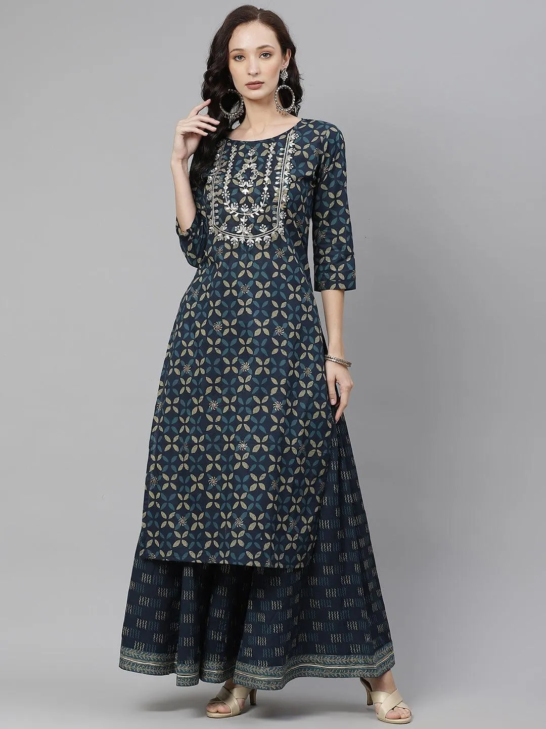 Divena Indiogo blue Kurta Set With Palazzo