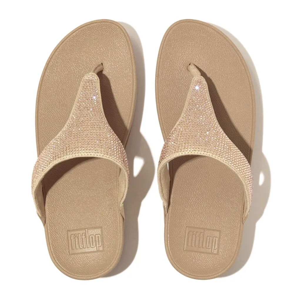 Fit-Flop Lulu Crystal Toe-Post Sandals Latte Beige    