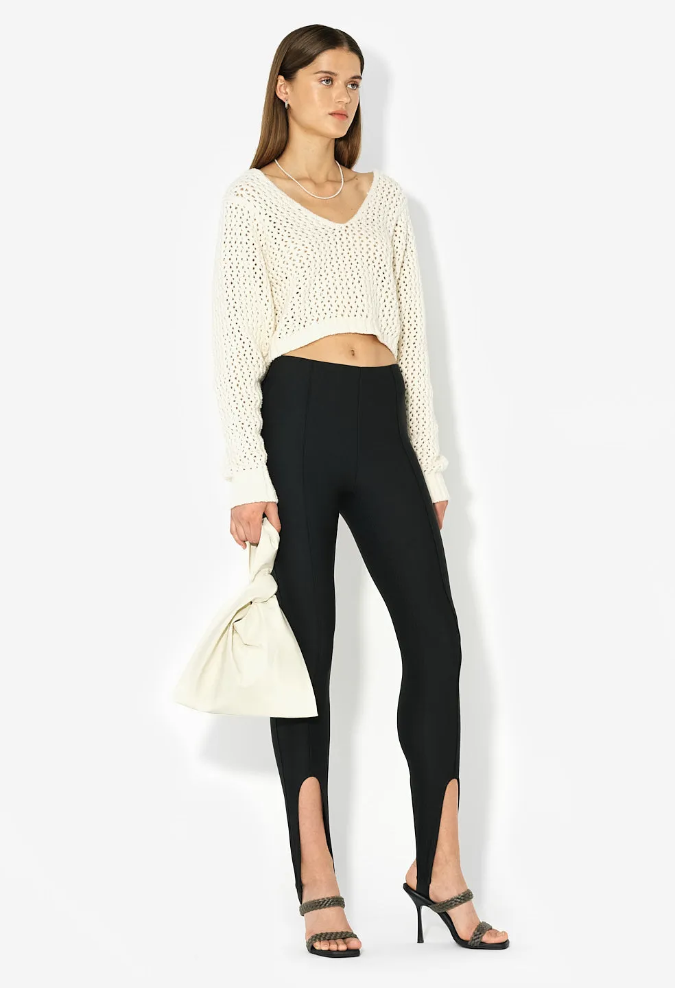 Foam Boucle Cropped Sweater / Natural