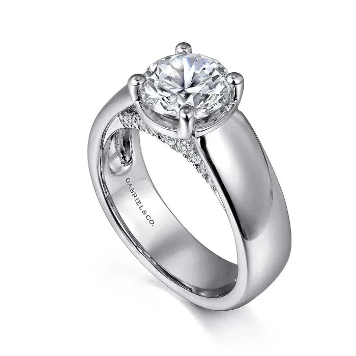 Gabriel & Co. Wide Band Diamond Engagement Ring Semi-Mounting in 14K White Gold