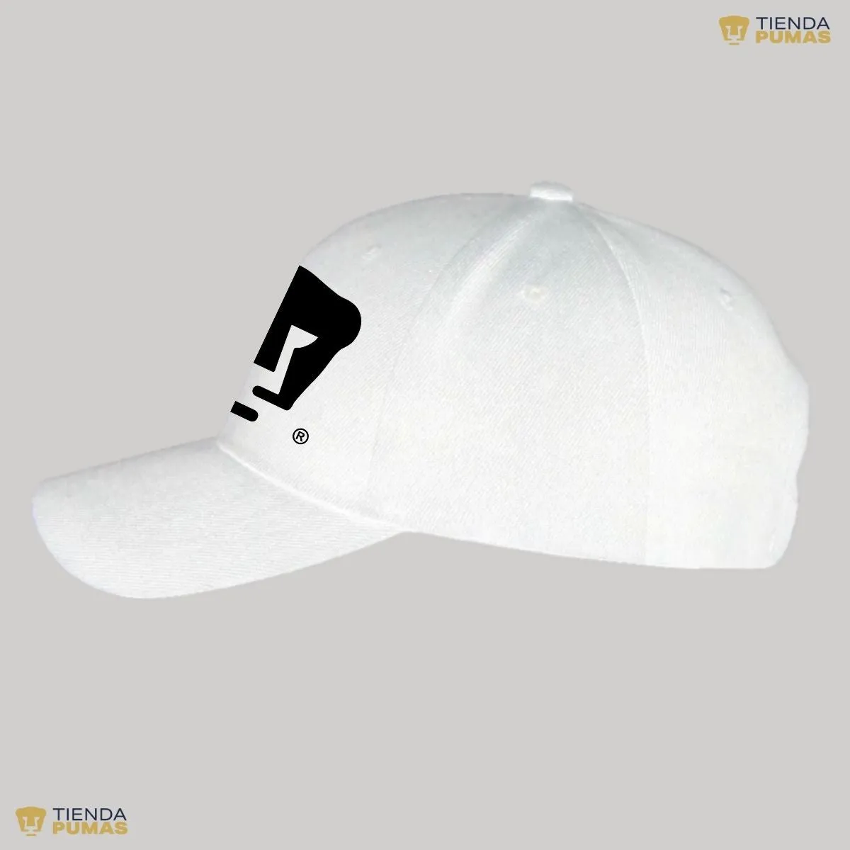 Gorra Pumas UNAM Hombre Mujer Ajustable Logo Blanco Negro 8 Vinil