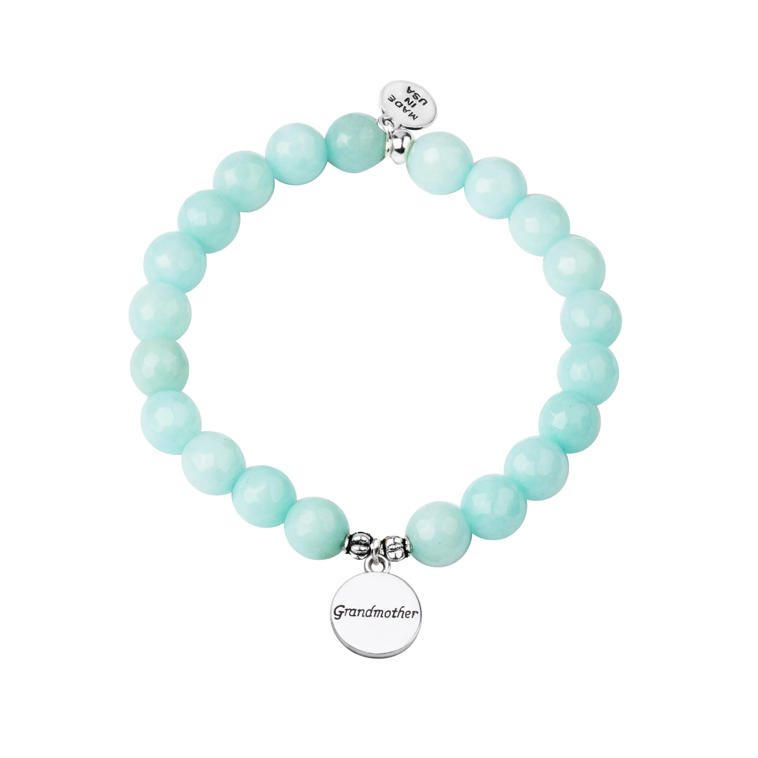 Grandmother | Stone Beaded Charm Bracelet | Tiffany Blue Agate