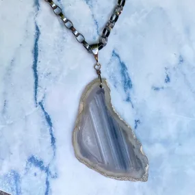 Gray Agate on Sterling Silver Chain